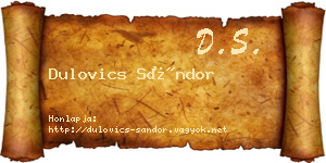 Dulovics Sándor névjegykártya