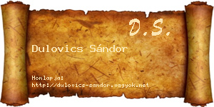 Dulovics Sándor névjegykártya